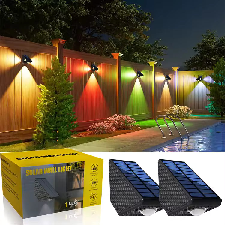 Outdoor Photecell 3 Led Solar Decorative Wall Light for Fence Pathway Patio