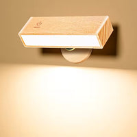 2Pcs Wireless Wood Wall Light | Rechargeable, Magnetic & Dimmable