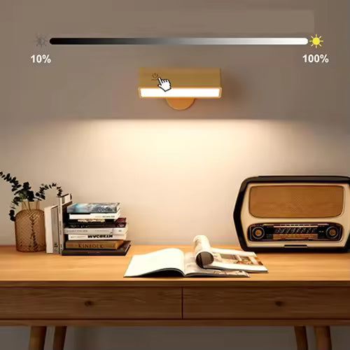 LED Wall Sconces Solid Wood Wall Reading Light Type C Rechargeable Wall Mounted Bedside Lamp Mirror Lamp 360 Rotate Magnetic