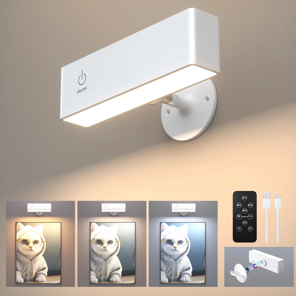 LED Night Light USB Rechargeable Dimmable Clip On Book Lamp Auto On/Off Bedroom & Night Feeding Lamp Study Desk Wall Light