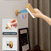 2Pcs Wireless Wood Wall Light | Rechargeable, Magnetic & Dimmable