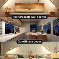 2Pcs Wireless Wood Wall Light | Rechargeable, Magnetic & Dimmable