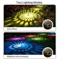 Bright Solar Projector Pathway Lights 2 Lighting Modes LED Outdoor IP67 Waterproof Solar Powered Garden Lights for Backyard Lawn